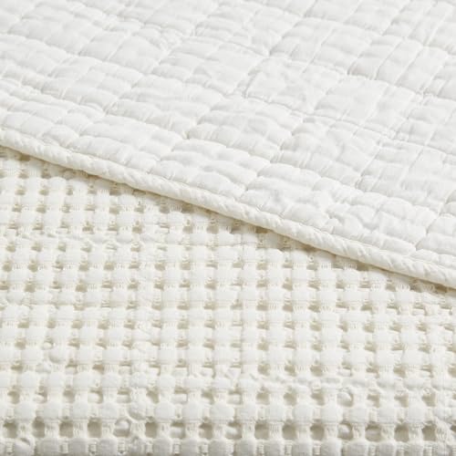 Image of Levtex Home Mills Waffle Full /Queen Quilt Set (88x92in) with 2 Pillow Shams (26x20in) - Cream - Cotton Waffle Full /Queen Size Quilt Bedding Set - Lightweight, Soft, Pre-Washed