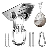 Wixovo Deckenhaken Schwerlast 450KG Kapazität, 360° Drehbar Edelstahl Schaukelhaken, mit Schraube für holzbalken und betondecke, Haken für hängesessel, Schaukeln, Yogatuch, Boxsack