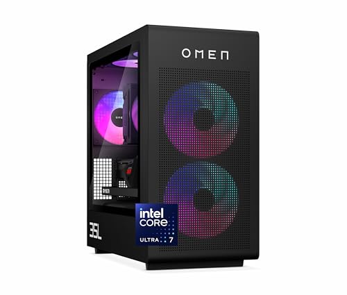 Image of HP OMEN 35L Gaming Desktop Tower PC | Intel® Core™ Ultra 7 265K Processor | 32GB DDR5 RAM | 1TB SSD + 1TB HDD | NVIDIA GeForce RTX 5070 (12 GB dedicated) | Windows 11 | RGB liquid cooler | GT16-0036sa