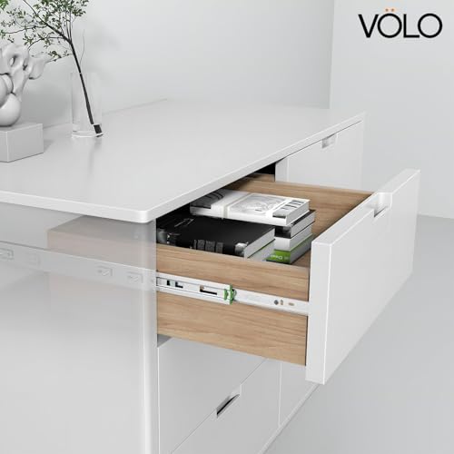 Image of Volo Heavy Duty Drawer Slides, Full Extension Ball Bearing Runners | Pack of 2 Piece | Channels for Kitchen Cabinets, Wardrobes, and Dressers (Soft Close (Mild Steel), 10 Inch)