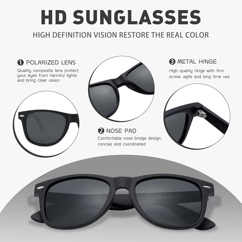 Sunglasses Men, Square Polarized Sunglasses for Mens & Womens, Trendy Retro Sun Glasses Driving Fishing UV Protection4