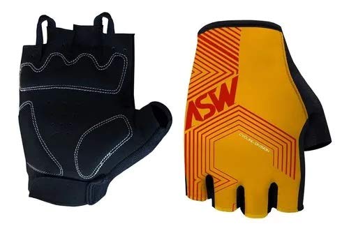 Luva Ciclismo Asw Flex Polygon Meio Dedo Amarela