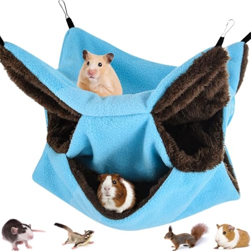 Lit Suspendu pour Rongeur - Hamac Triple pour Cage de Petit Animal de Compagnie, Doux et Chaud, pour Hamster, Cochon D'Inde, Chinchilla et Furet - Transport 30 x 30cm,...