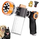 Dog Washing Hose Attachment, Pet Shower, Upgrade 8-in-1 Mode Dog Shower Attachment with 3.5oz 100cc Soap Dispenser, Replacement Hose Adapter for Pet Washing Irrigated Lawn Patio Car Cleaning