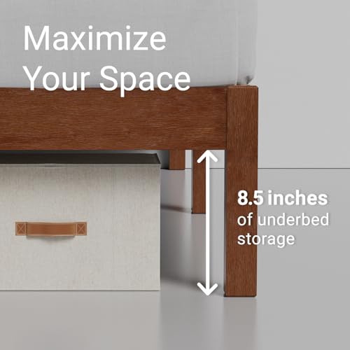 Image of LIFEMENT Signature Wood Platform Bed Frame with Headboard, Essential, Noise Free, Under Bed Storage, No Box Spring Needed, Easy Assembly (Cherry, Queen (U.S. Standard))