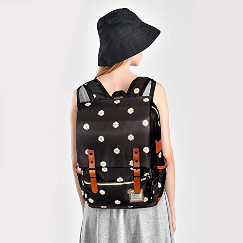 Fewofj Daisy School Backpack For Girls Women,College School Bookbags For Teenagers (Black) #TOP1