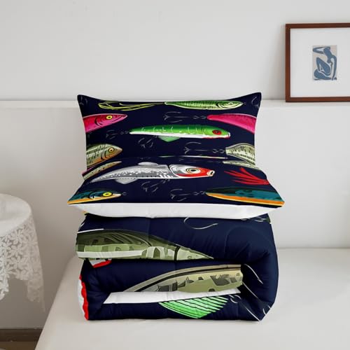 Image of Feelyou Fishing Lure Bedding Set King Size for Children Teen Kids