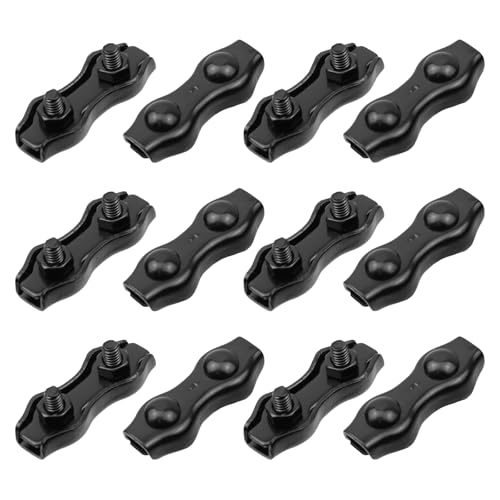 Pastlla 12 Pcs 316 Stainless Steel Duplex Wire Rope Clip, Metal Double Bolt Cable Clamp, Fit 3mm Diameter Wire Cable Rigging Hardware, for Industrial, Home Renovation and Aquaculture, M3(3/25