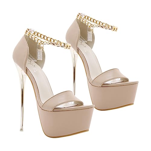 OATIPHO 1 Par Sandalias Dedo Del Pie Elegante Zapatos De Plataforma Para Mujer Women Tacones Cerrados Tobillo Bien Portado Calzado Mujer Verano Interior: Símil Piel
