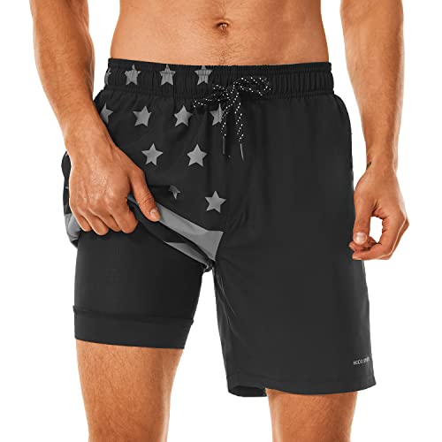 Image of HODOSPORTS Mens 7 inch Swim Trunks with Compression Liner S-6XL Quick Dry Swimming Shorts Zipper Pockets Swimsuits