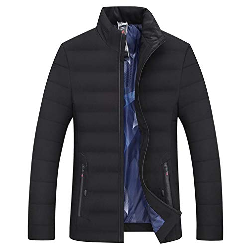 Preisvergleich Produktbild ADM6 Männer Stehkragen Daunenmantel verdickte Parka Puffer Baumwolljacke, warme Winter Outwear,Schwarz,L