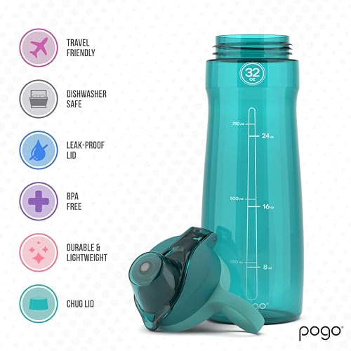 Pogo Plastic Water Bottle with Chug Lid and Carry Handle, Reusable, BPA Free, Dishwasher Safe, Perfect for Travel, School, Outdoors, and Gym | 18oz, 32oz, 40oz, 64oz - Image 4