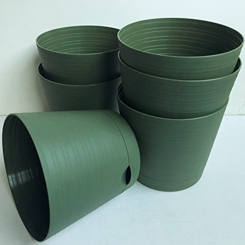 6 Plastic Flower Pots With Drainage Holes Gardening Pots Planters Accessories Planter For Outdoor Plant Pot Garden Décor Succulent Plant Pot Outdoor Patio Small Planters Indoor Plants Olive Green Bulk #TOP4