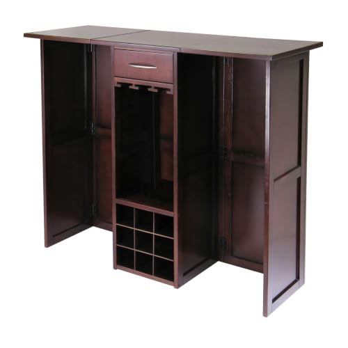 Winsome Newport 40.16 x 50 x 17.87-Inch Wood Expandable Counter Wine Bar, Antique Walnut (94350)