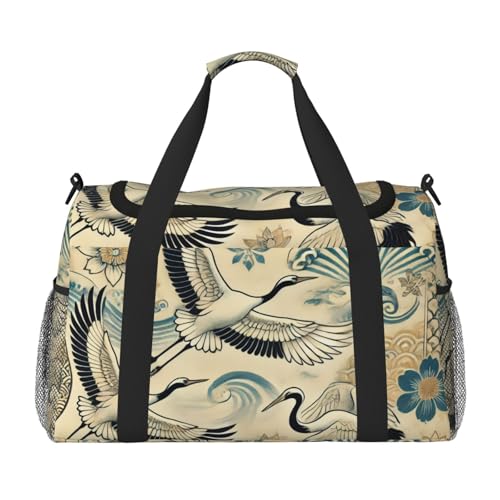 40l Gym Travel Duffel Bag Three Cranes Multiple Japan Carry-On Workout Overnight Backpack