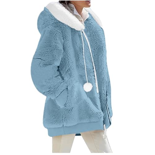 High Neck Outfit for Women Winter Fall Long Sleeve Warm Fuzzy Hooded Basic Hoodies Outfits Women 2025 Regular Fit4