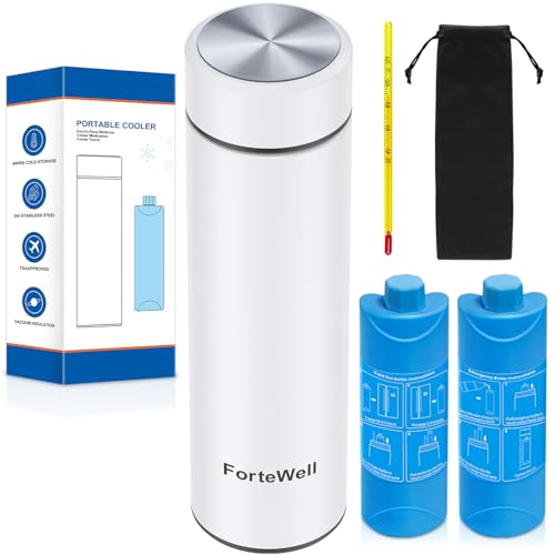 TSA Approved Insulin Travel Cooler – Compact Medication Travel Case for Diabetics – 60H Cooling for 2-3 Insulin Pens – Ideal Travel Cooler for EpiPens (White)