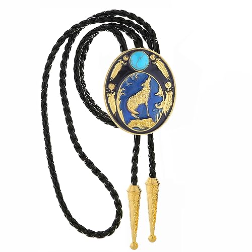 Image of HUABOLA CALYN Native American Bolo tie Rodeo Cowboy Leather Necktie Western Bolo ties for Men Women Necktie for Concert Fans