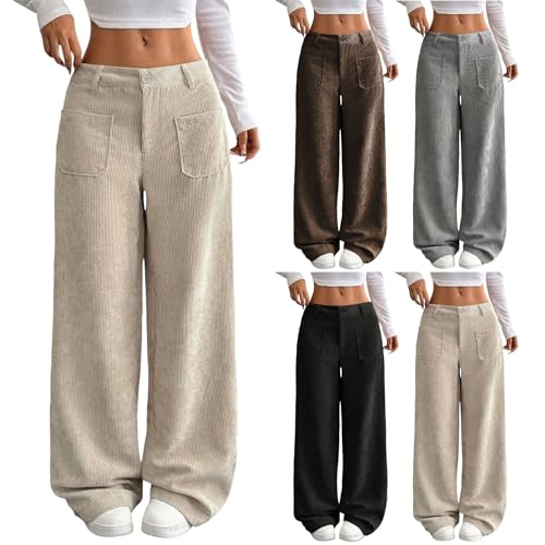 Pantaloni da donna in velluto a coste con bottoni a