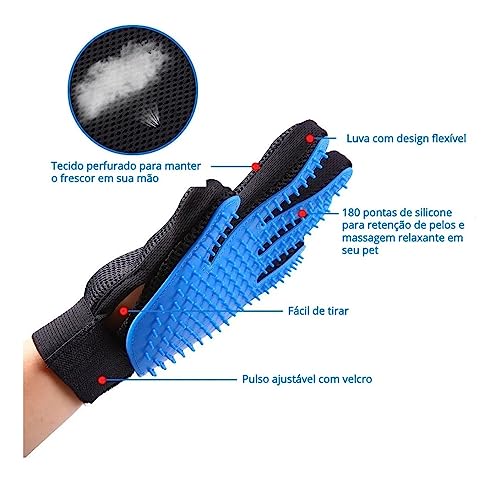 Luva Nano Magnética Tira Pelos Pet Cães Gatos