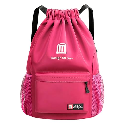 Mochila con cordón – Mochila deportiva de gimnasio grande impermeable con múltiples bolsillos, mochila con cordón en la parte trasera para viajes
