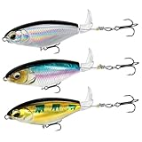 Top Water Bass Fishing Lures - Floating Baits with 360° Rotating Tail for Freshwater & Saltwater