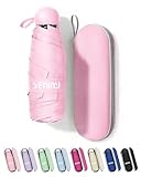 Seniny Mini Portable Travel Umbrella with Case - Compact Umbrellas for Rain & Sun UV Protection for Backpack Pocket, Lightweight Folding Small Umbrella, Tiny Purse Size UV Blocker for Kids Women Girls