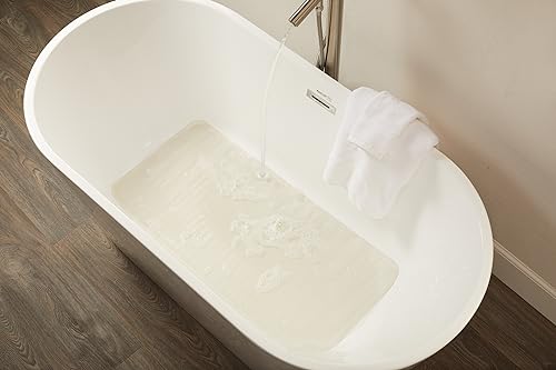 Image of Rubbermaid Commercial Products Bath Tub and Shower Mat, 36-Inch X 18-Inch, White, Extra Long, Machine Washable, Safti-Grip Non-Slip Bathroom Mat with Suction Cups for Home /Hotel /Shower /Bathtub