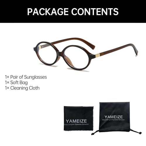 Image of YAMEIZE Small Oval Blue Light Blocking Glasses for Women Men Retro Clear Anti Blue Light Eyeglasses for Computer Gaming