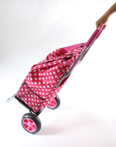 Image of dbest products Trolley Dolly Shopping Grocery Foldable Cart Storage Mom, Pink Polka Dot