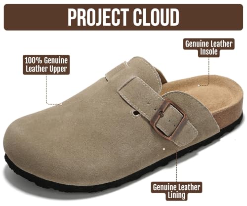 Image of 100% Genuine Leather Slip-on Footbed Clogs for Women - Fall Shoes for Women