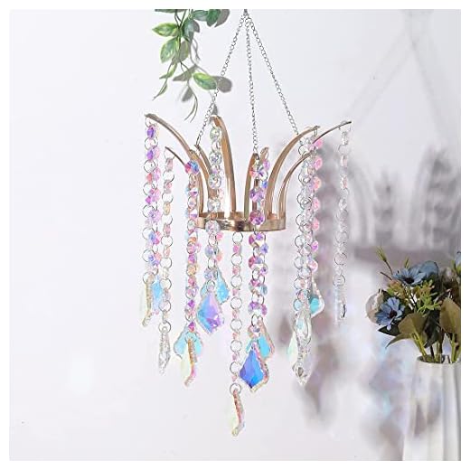 Chandelier Wind Chimes AB Coating Crystal Prisms Hanging Suncatcher Pendant Home Decor Gifts