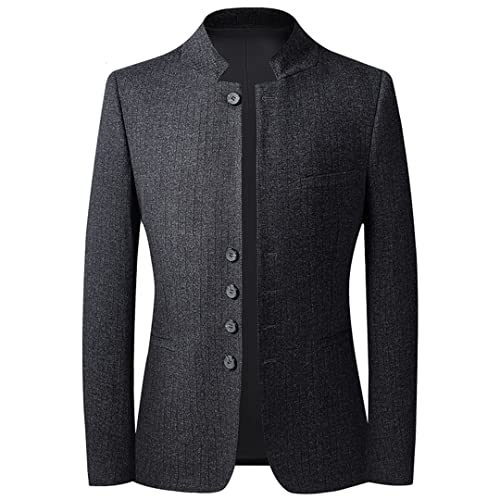 Men's Spring Autumn Slim Stand Collar Casual Blazer Jacket Solid Suits Coat