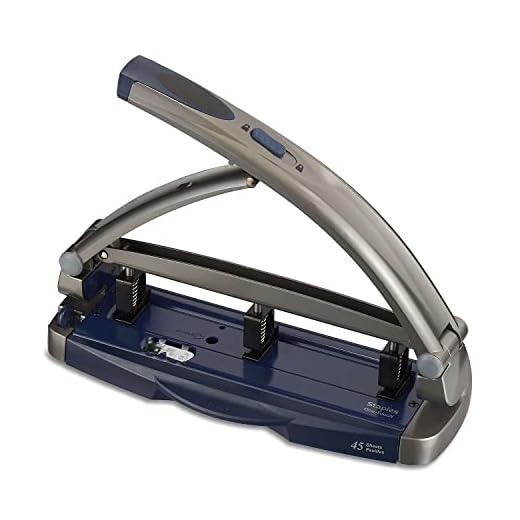 Staples One-Touch Adjustable Punch, 45 Sheet Capacity, Gray/Blue, 2/Pack (ST20268-CCVS)