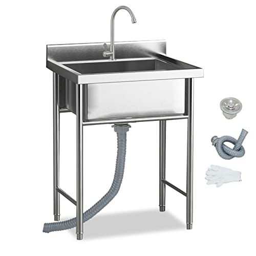 Fregadero de cocina independiente para lavadero y garaje con estructura de acero inoxidable 2