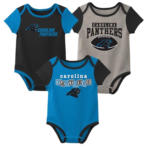 Outerstuff NFL Carolina Panthers Cute Newborn and Infant Sleeper Bodysuit 3-Pack, 18m
