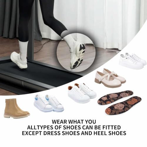 Image of Washable Barefoot Shoe Insert Sockless Shoe Liner Thin Shoe Inserts for Women 3 Pairs No Show Socks Rose Print Large