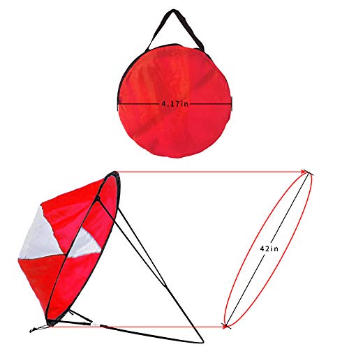 LoneRobe 42 inches Downwind Wind Sail Kit Kayak Wind Sail Kayak Paddle Board Accessories,Easy Setup & Deploys Quickly,Compact & Portable (Red)
