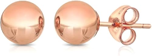 Pori Jewelers Aretes de bola de oro de 14 quilates de alta calidad, disponibles en oro amarillo, rosa y blanco, múltiples opciones disponibles