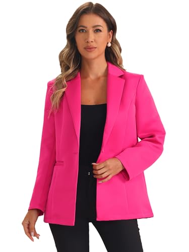 Allegra K Casual Blazers for Women's Long Sleeve Lapel Open Front Button with Pockets Work Blazer Jackets