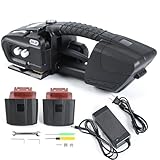 Electric Strapping Machine for 1/2'-5/8' PP and PET Straps, 2X 4000mAh Batteries, Portable Automatic Banding Strapping Tool, Battery Powered Boxes & Pallets Strapper