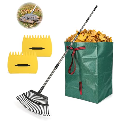 Rake for Leaves - 25 Tines Heavy Duty Metal Rake