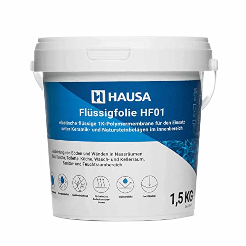 Lámina líquida para interiores, impermeabilización de ducha, junta de baños, membrana de polímero 1 K, sellado debajo de azulejos, ducha, baño, cocina, masilla de sellado, azul, 1,5 kg hasta 1,5 m²