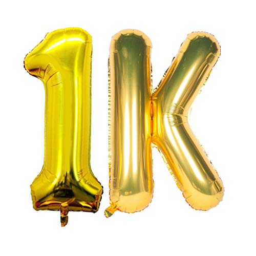 Image of Atpata Funky 1K Number Golden Foil Balloon 16 inch Size Birthday Decoration Items | Happy Birthday Decoration Kit | 1K Numeric Milestone Party Celebrations