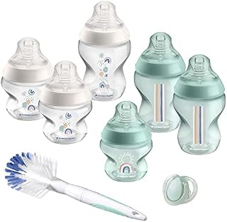 Tommee Tippee Closer to Nature Baby Bottle Starter Set, Breast-Like Teat with Anti-Colic Valve, Mixed sizes, Green