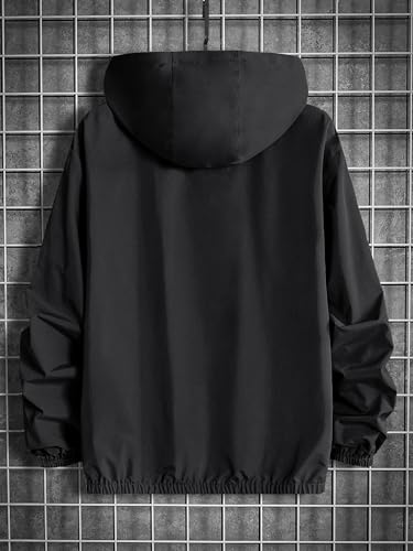 Image of Noble Monk Men's Polyester Standard Length Color Solid Ragular Fit Jacket |Full Sleeve Hooded Windcheater Jacket
