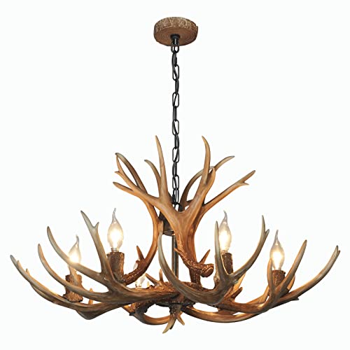 Lustre en bois de cerf style rustique plafonnier vintage chalet