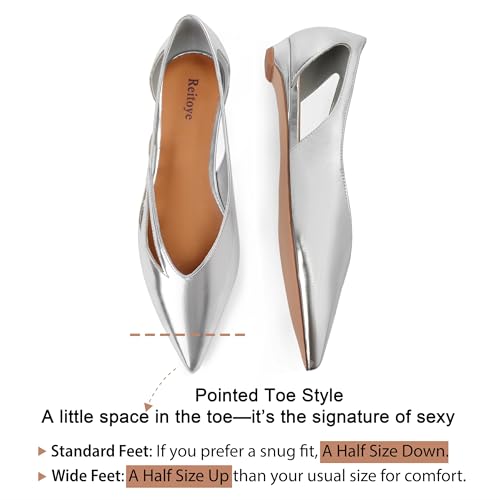 Image of Reitoye Flats for Womens Closed Pointed Toe Ballet Flat Comfortable Dressy Work Slip On Casual Shoes Womens Flats
