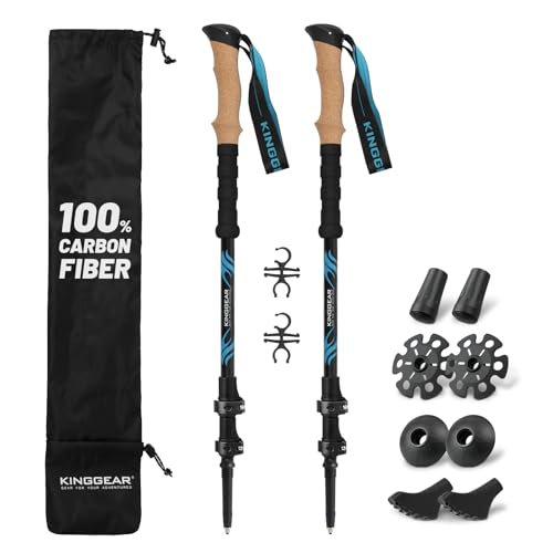 KINGGEAR Carbon Fiber Trekking Poles with Locking Mechanism