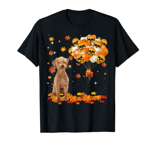 Photo de Pudel Crossbreed Halloween Tête de mort et cœur T-Shirt